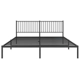 Metal Bed Frame without Mattress with Headboard Black 183x203 cm King - 45-Degree Angle