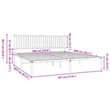 Metal Bed Frame without Mattress with Headboard Black 183x203 cm King