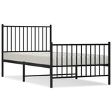 Metal Bed Frame without Mattress with Footboard Black 90x190 cm - Front View