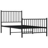 Metal Bed Frame without Mattress with Footboard Black 90x190 cm - Side View