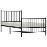 Metal Bed Frame without Mattress with Footboard Black 90x190 cm - Top-Down View