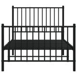 Metal Bed Frame without Mattress with Footboard Black 90x190 cm - 45-Degree Angle