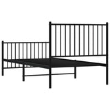 Metal Bed Frame without Mattress with Footboard Black 90x190 cm - Close-Up Angle