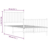 Metal Bed Frame without Mattress with Footboard Black 90x190 cm - Extra Image