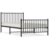 Metal Bed Frame without Mattress with Footboard Black 107x203 cm King Single - Front View