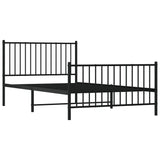 Metal Bed Frame without Mattress with Footboard Black 107x203 cm King Single