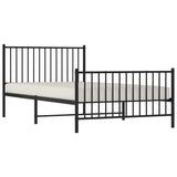 Metal Bed Frame without Mattress with Footboard Black 107x203 cm King Single - Top-Down View