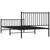 Metal Bed Frame without Mattress with Footboard Black 107x203 cm King Single - Close-Up Angle