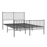 Metal Bed Frame without Mattress with Footboard Black 135x190 cm - Side View