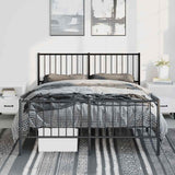 Metal Bed Frame without Mattress with Footboard Black 135x190 cm - Top-Down View