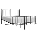 Metal Bed Frame without Mattress with Footboard Black 135x190 cm - 45-Degree Angle