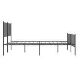 Metal Bed Frame without Mattress with Footboard Black 135x190 cm - Close-Up Angle