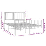Metal Bed Frame without Mattress with Footboard Black 135x190 cm - Extra Image