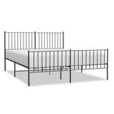 Metal Bed Frame without Mattress with Footboard Black 150x200 cm - Front View