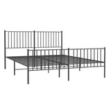Metal Bed Frame without Mattress with Footboard Black 150x200 cm