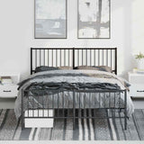Metal Bed Frame without Mattress with Footboard Black 150x200 cm - Top-Down View