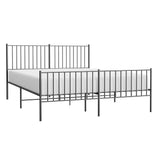 Metal Bed Frame without Mattress with Footboard Black 150x200 cm