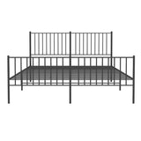 Metal Bed Frame without Mattress with Footboard Black 150x200 cm - Rear View