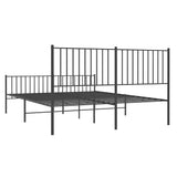 Metal Bed Frame without Mattress with Footboard Black 150x200 cm