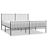 Metal Bed Frame without Mattress with Footboard Black 183x203 cm King