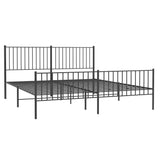 Metal Bed Frame without Mattress with Footboard Black 183x203 cm King