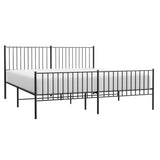 Metal Bed Frame without Mattress with Footboard Black 183x203 cm King - Top-Down View