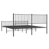 Metal Bed Frame without Mattress with Footboard Black 183x203 cm King - Close-Up Angle