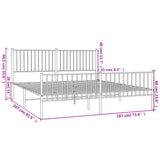 Metal Bed Frame without Mattress with Footboard Black 183x203 cm King - Extra Image
