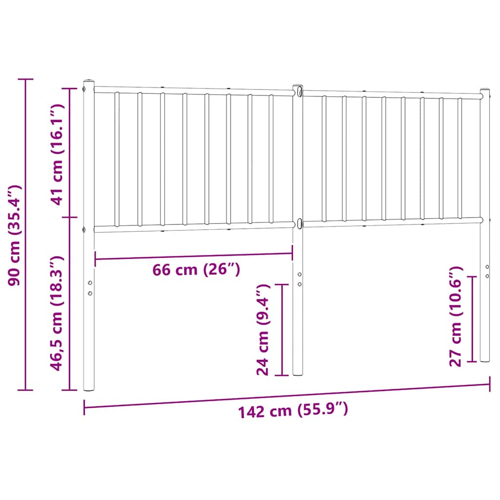 Metal Replace Headboard Black 135 cm