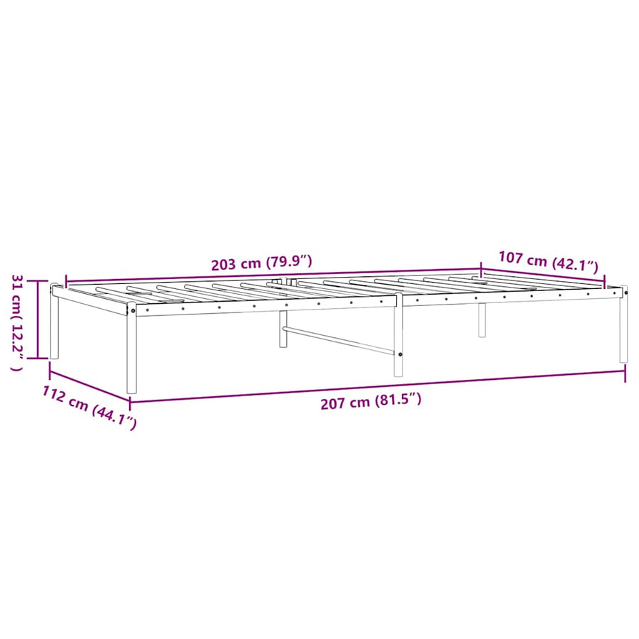Metal Bed Frame without Mattress White 107x203 cm King Single