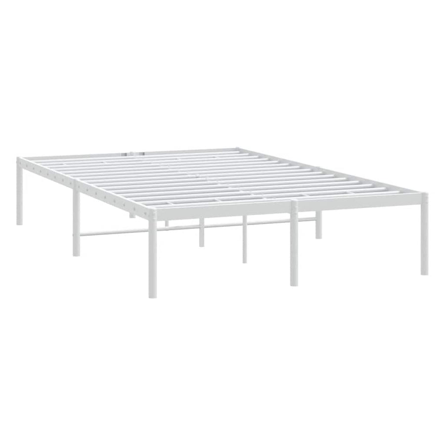 Metal Bed Frame without Mattress White 135x190 cm