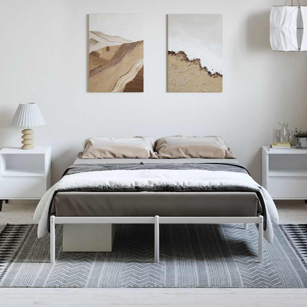 Metal Bed Frame without Mattress White 135x190 cm