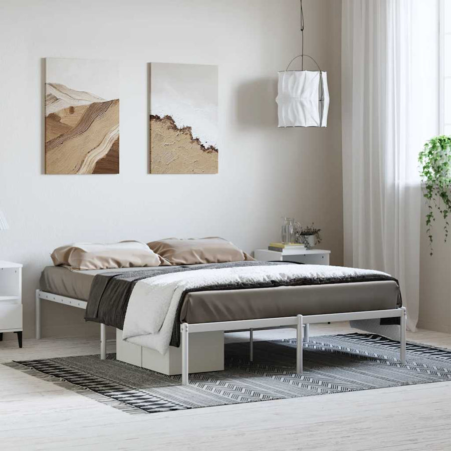 Metal Bed Frame without Mattress White 135x190 cm