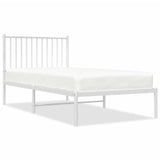 Metal Bed Frame without Mattress with Headboard White 90x190 cm