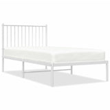 Metal Bed Frame without Mattress with Headboard White 90x190 cm - Front View