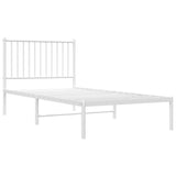 Metal Bed Frame without Mattress with Headboard White 90x190 cm - Side View