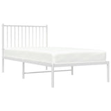 Metal Bed Frame without Mattress with Headboard White 90x190 cm - Top-Down View