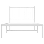 Metal Bed Frame without Mattress with Headboard White 90x190 cm