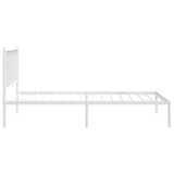 Metal Bed Frame without Mattress with Headboard White 90x190 cm