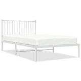 Metal Bed Frame without Mattress with Headboard White 107x203 cm King Single - Front View