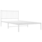 Metal Bed Frame without Mattress with Headboard White 107x203 cm King Single - Side View