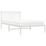 Metal Bed Frame without Mattress with Headboard White 107x203 cm King Single - Top-Down View