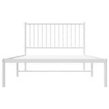 Metal Bed Frame without Mattress with Headboard White 107x203 cm King Single - 45-Degree Angle