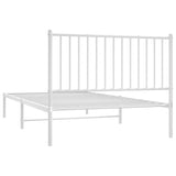 Metal Bed Frame without Mattress with Headboard White 107x203 cm King Single - Close-Up Angle