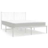 Metal Bed Frame without Mattress with Headboard White 135x190 cm