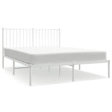 Metal Bed Frame without Mattress with Headboard White 135x190 cm - Front View