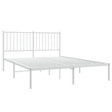 Metal Bed Frame without Mattress with Headboard White 135x190 cm - Side View