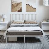 Metal Bed Frame without Mattress with Headboard White 135x190 cm - Top-Down View