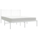 Metal Bed Frame without Mattress with Headboard White 135x190 cm - 45-Degree Angle