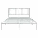 Metal Bed Frame without Mattress with Headboard White 135x190 cm - Rear View